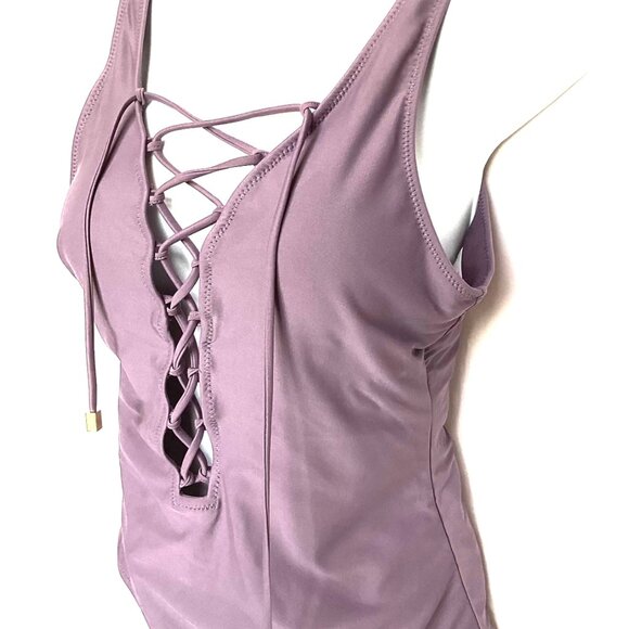 NWT Women’s One-Piece Sz.M Lavender Purple Steel Shade & Shore Brand Swimsuit - Picture 4 of 8
